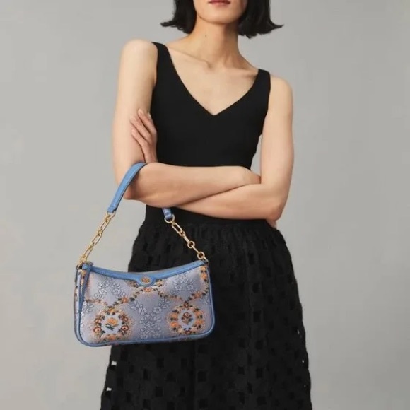 New✨tory burch T monogram brocade studio crossbody bag - Picture 10 of 16